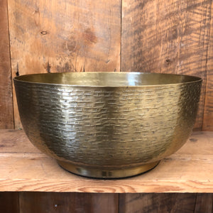 Textured Antique Gold Footed Bowl Large