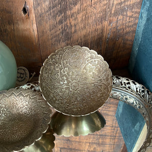 Embossed Solid Brass Scalloped Bowl