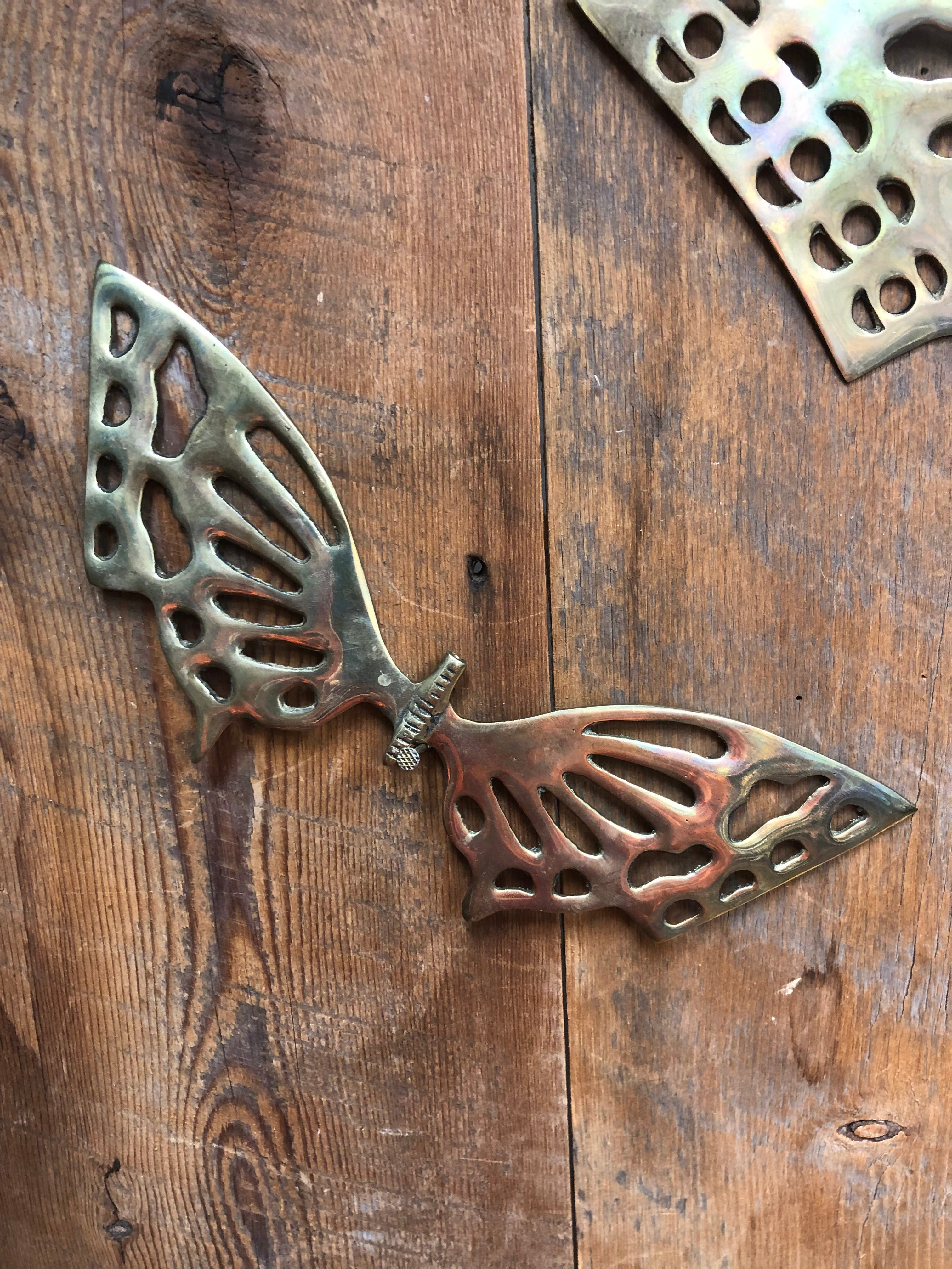 Vintage Brass Butterfly Set Of Three Wall Decor