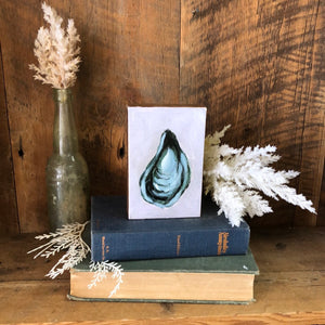 Handpainted Black  and Blue Oyster Shell Canvas Block