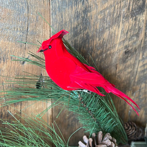 Velvet Feather Red Cardinal Clip Ornament