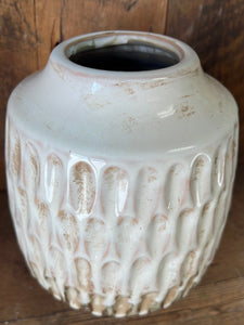 Glazed Stoneware Cream Green Vase
