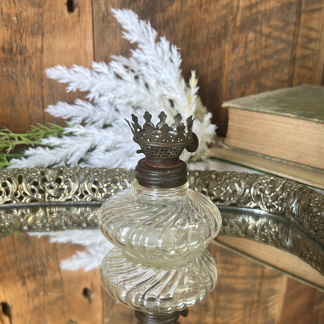 Antique Small Glass Oil Lamp