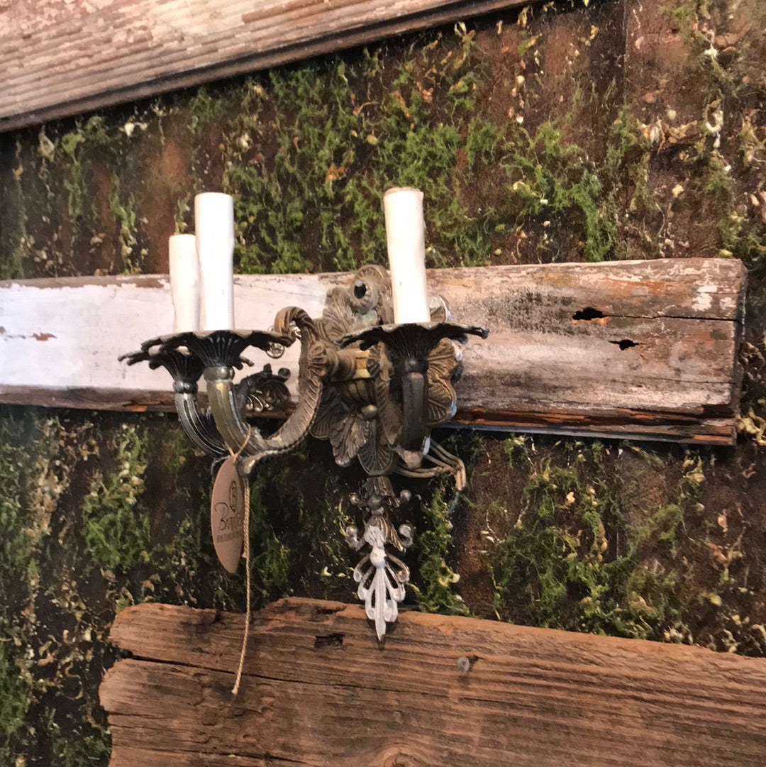 Vintage Brass Wall Piece Candelabra