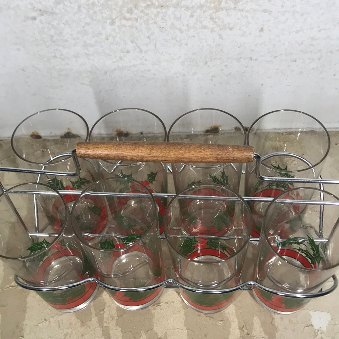 Set of Holly Glasses with Caddy
