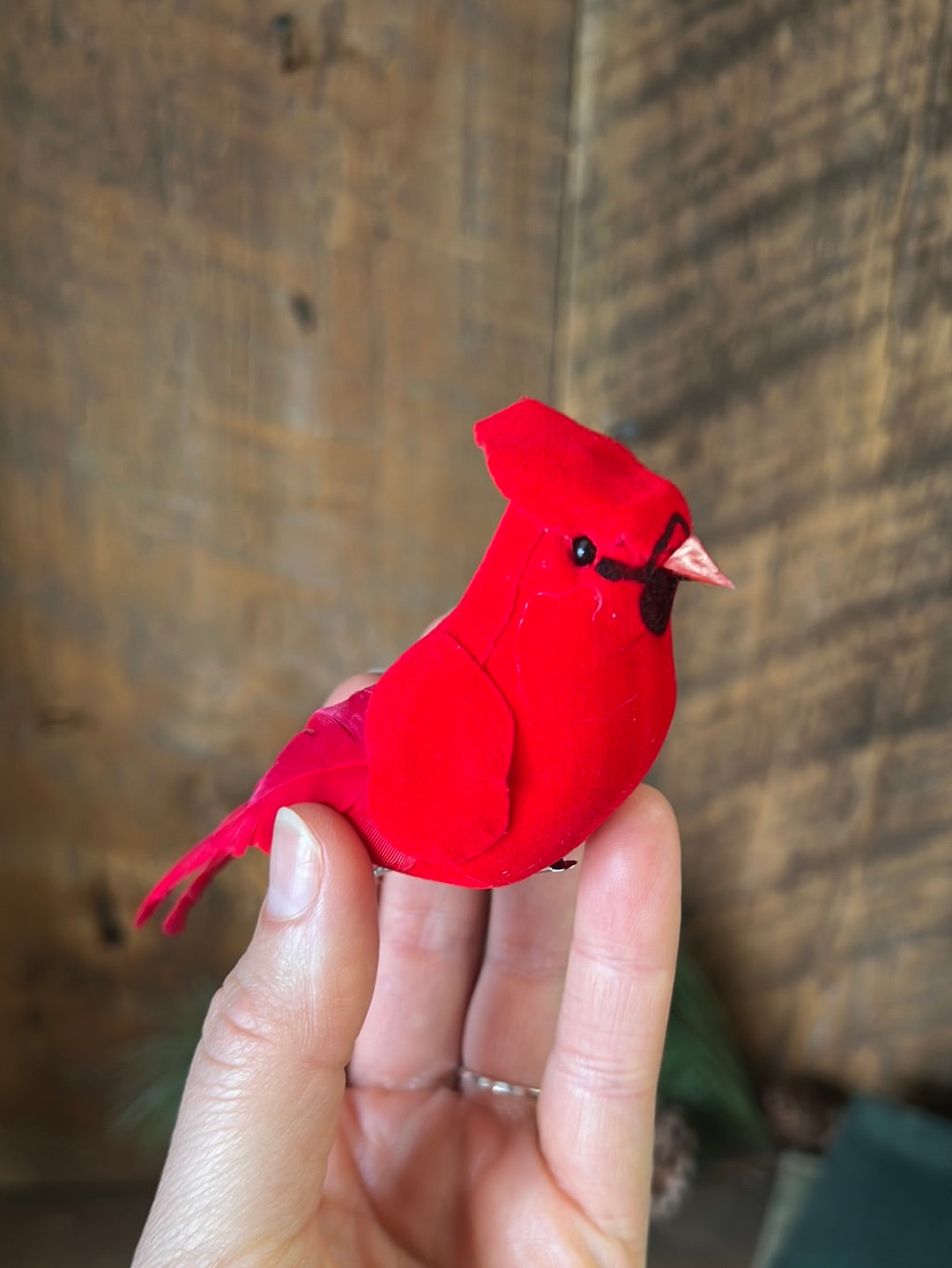 Velvet Feather Red Cardinal Clip Ornament