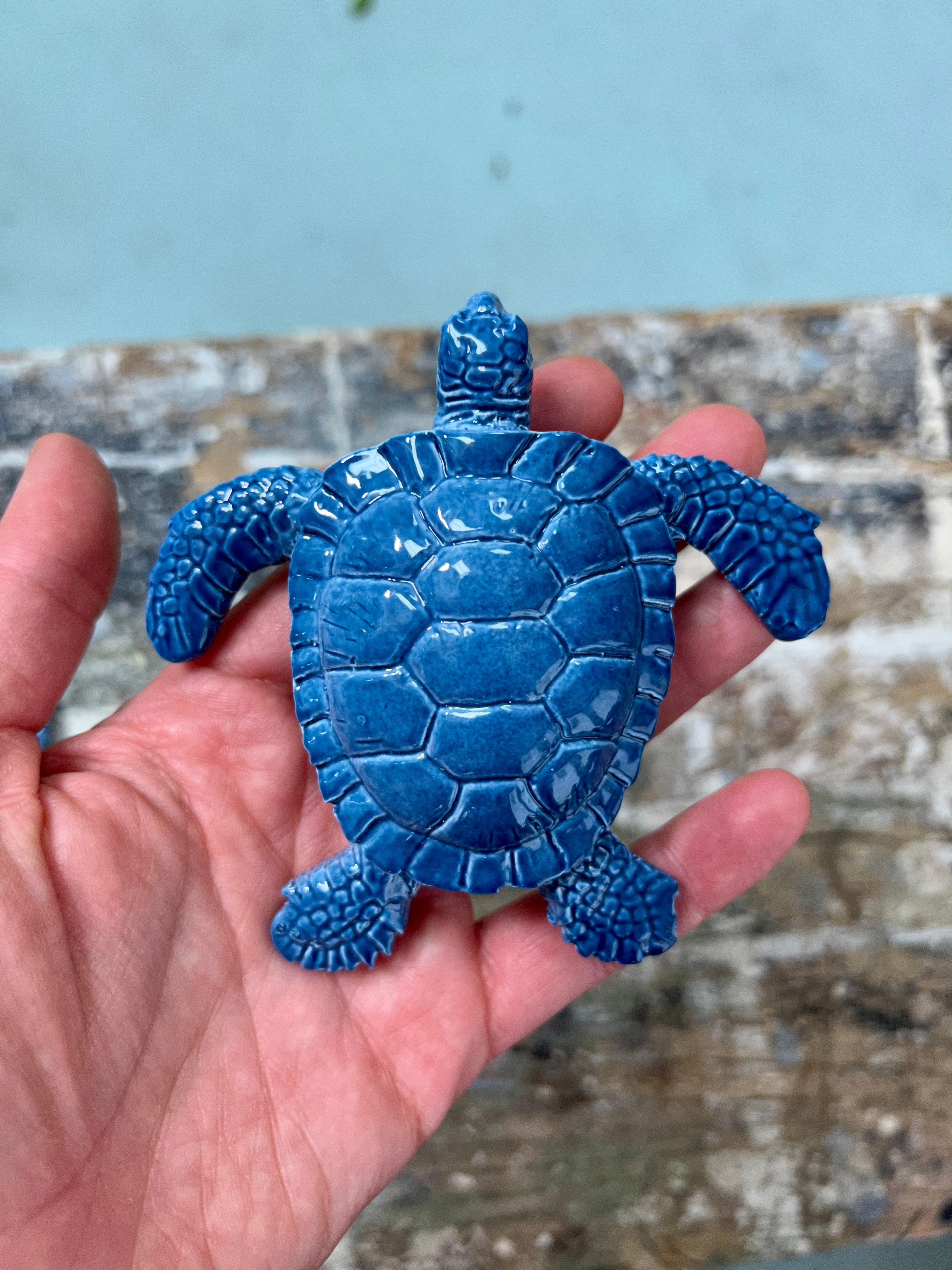 Resin Ceramic Baby Sea Turtle Blue