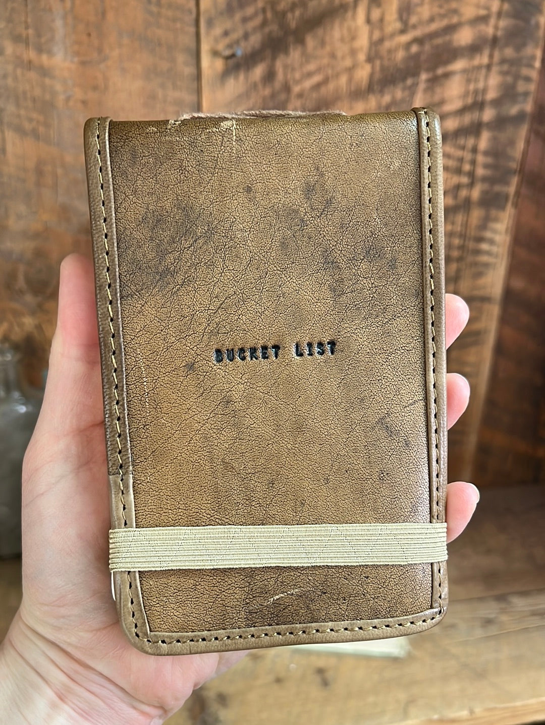 Mini Bucket List Hand-Stamped Leather Journal