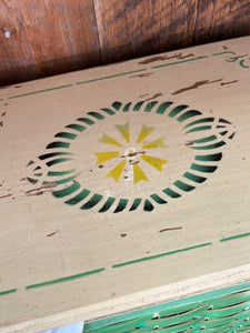 Vintage Painted Green Wooden Hamper Handmade
