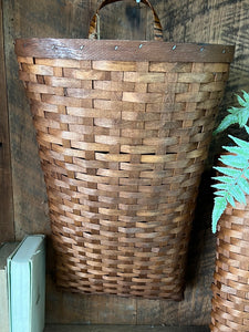 Wall Basket Hanging Dark Brown Woven Wood Varies by Size