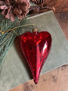 Sparkle Glass Red Heart Ornament