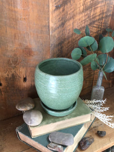 Planter with Saucer Olive Green