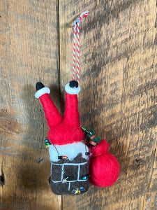 Santa is Stuck Holiday Felt Ornament