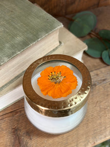 Hand-Poured Pressed Floral Candle Glass Sunlit Neroli Small
