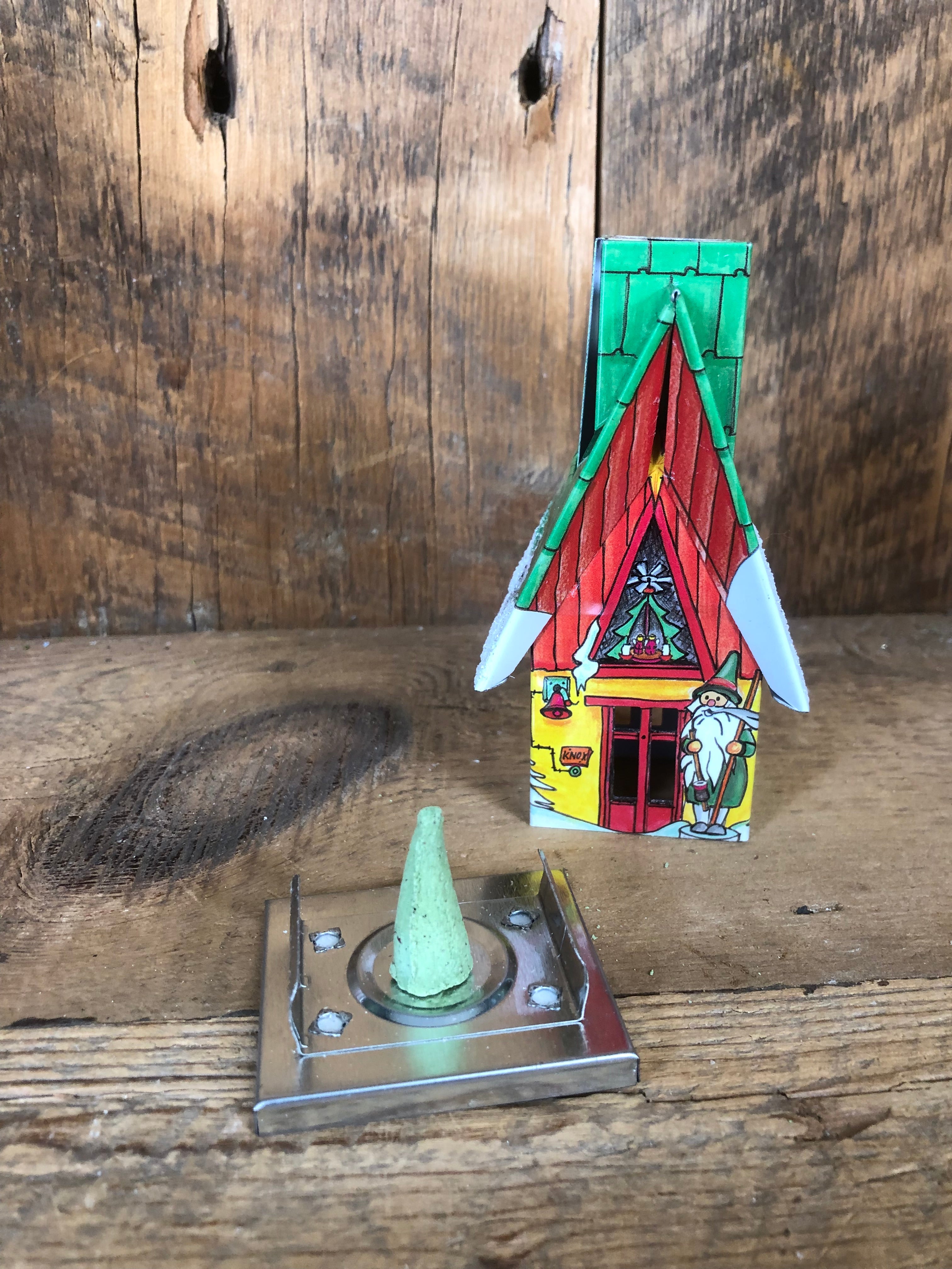 Yellow Smoker House with Incense Cone Set