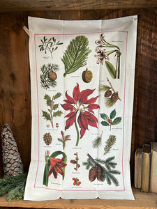 Vintage Holiday Flora and Fauna Tea Towel