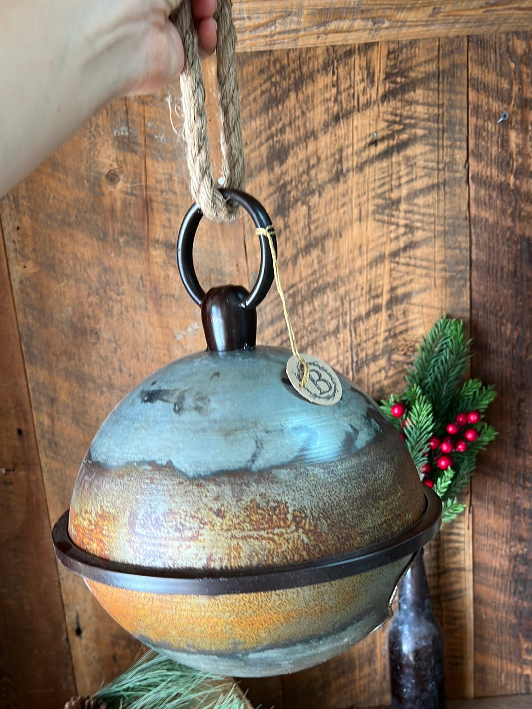 Aged Metal Sleigh Bell Large