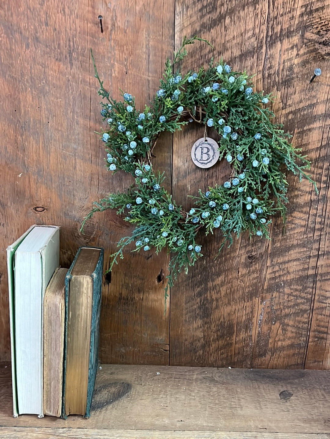 Large Seeding Juniper Candle Ring Wreath