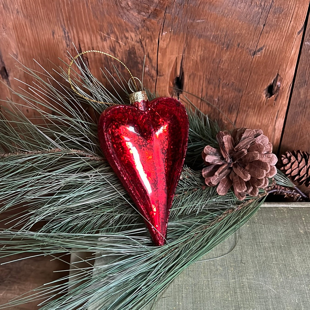 Sparkle Glass Red Heart Ornament