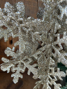 Glitter Three Dimensional Snowflake Tree Topper Champagne