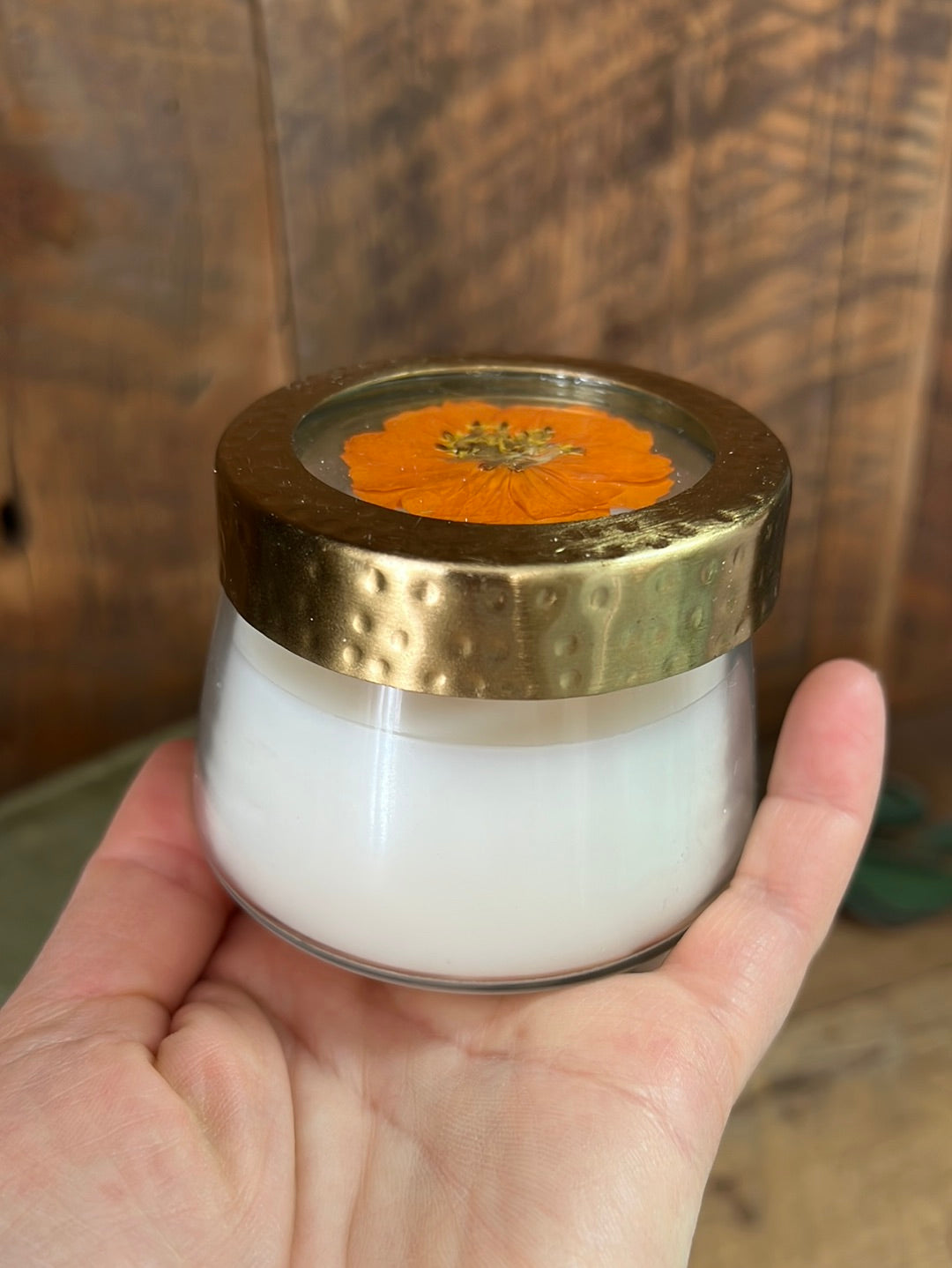 Hand-Poured Pressed Floral Candle Glass Sunlit Neroli Small
