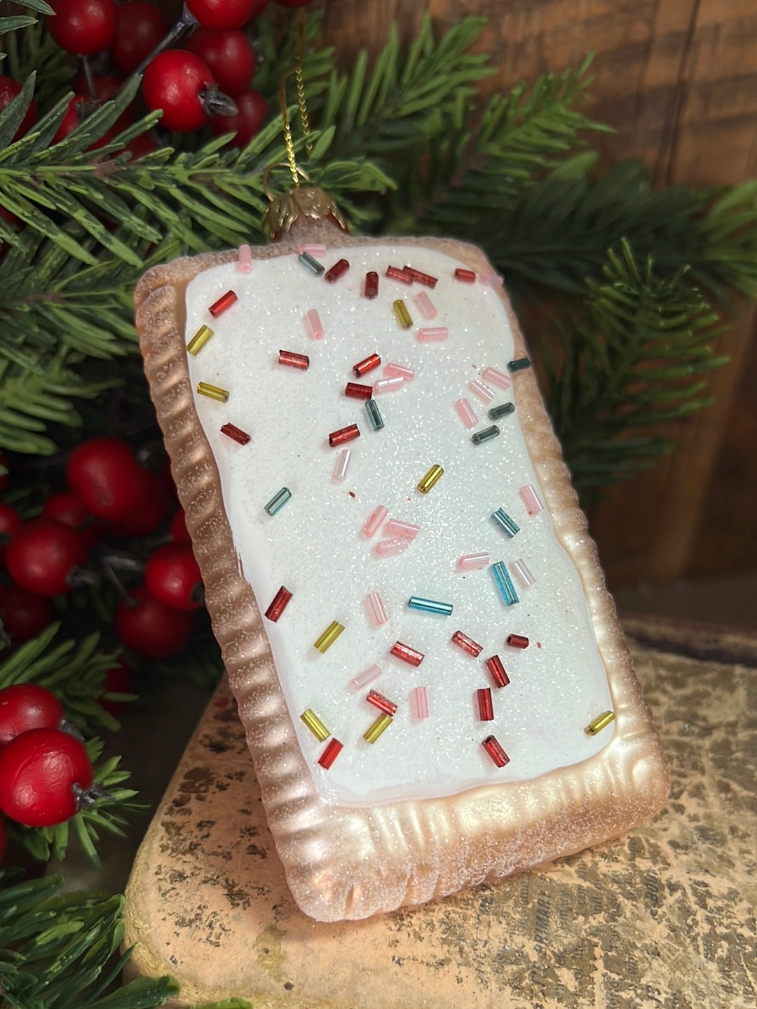 Pop Tart Glass and Glitter Ornament