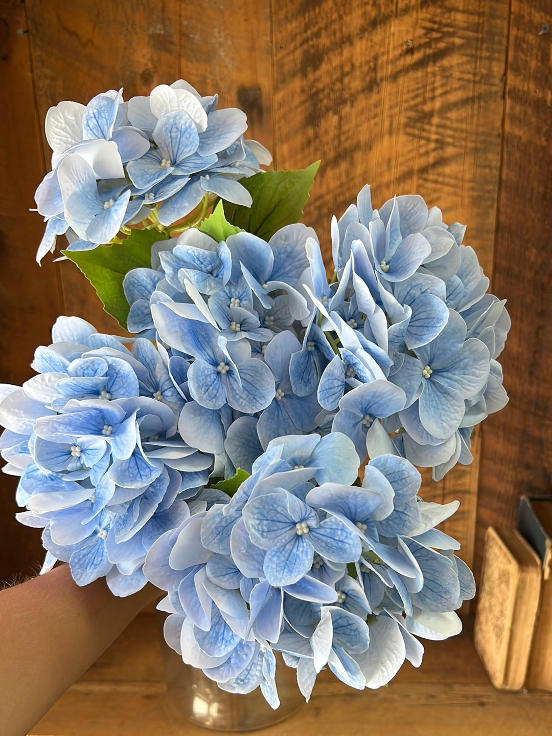 Hydrangea Bush Stem Blue Natural Touch Blooms