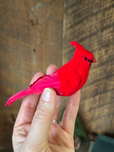 Velvet Feather Red Cardinal Clip Ornament