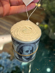 Roll of Cash Glitter and Glass Ornament