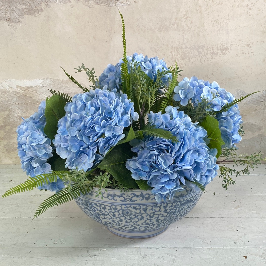 Real Touch Blue Hydrangea Centerpiece Drop In