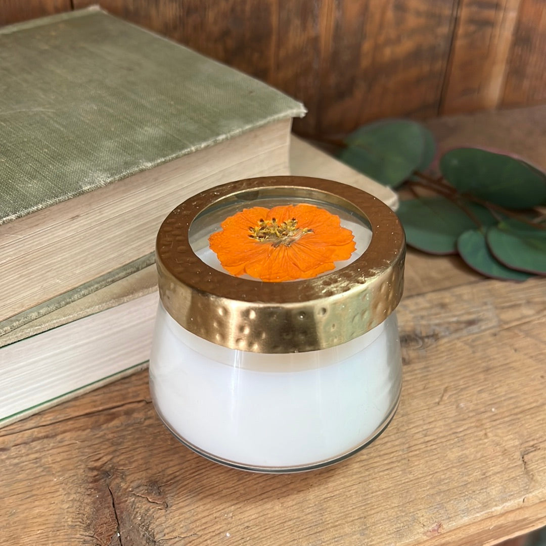 Hand-Poured Pressed Floral Candle Glass Sunlit Neroli Small