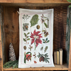 Vintage Holiday Flora and Fauna Tea Towel