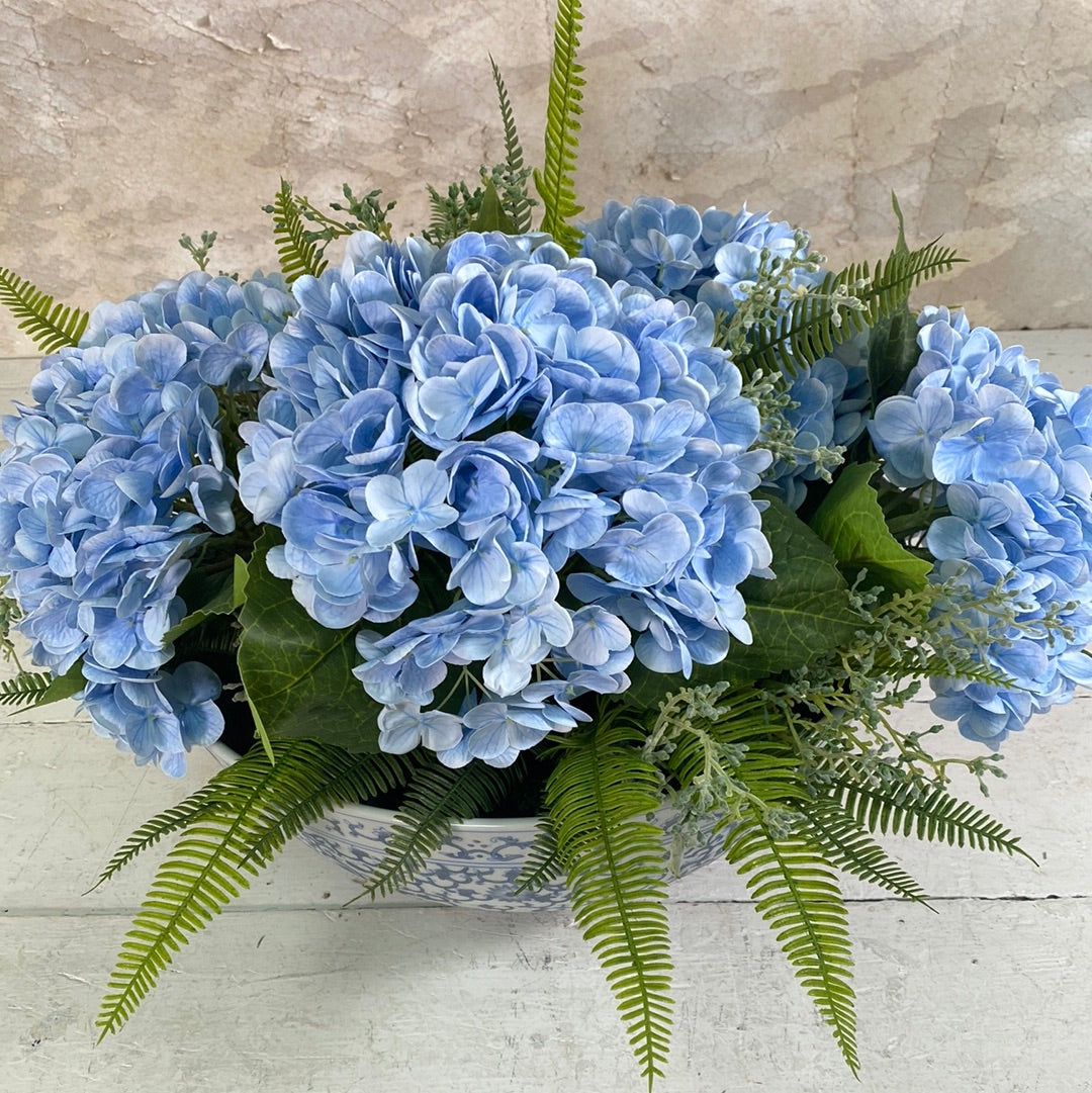 Real Touch Blue Hydrangea Centerpiece Drop In