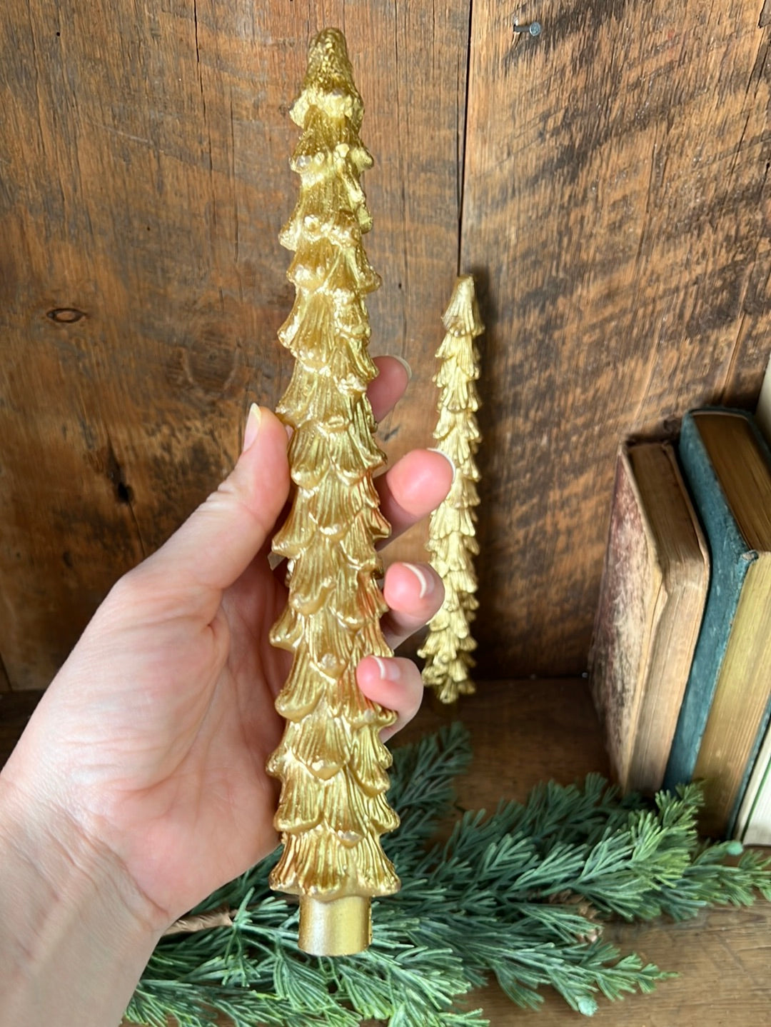 Unscented Gold Tree Elongated Candle Box of Two