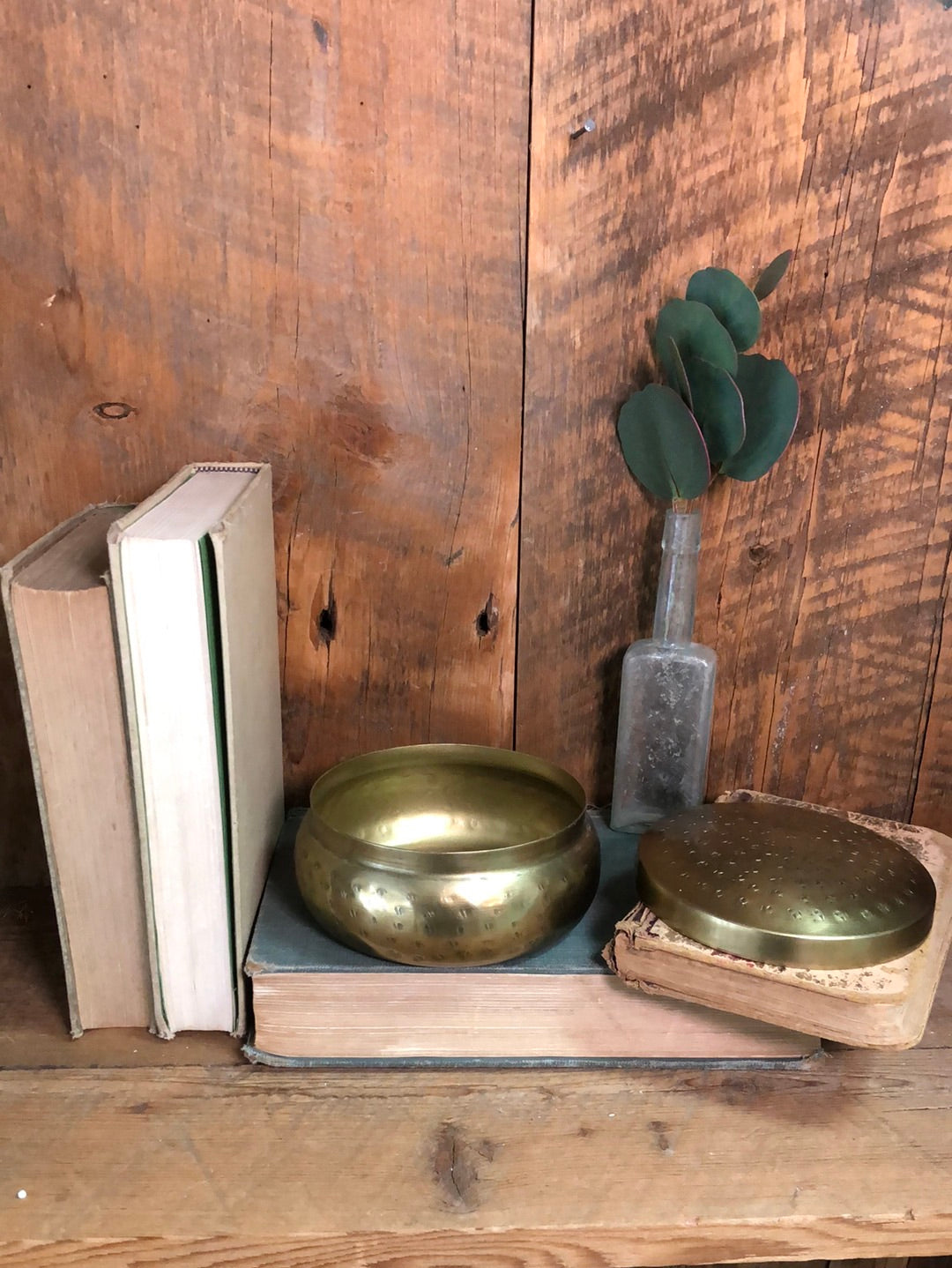 Hammered Metal Trinket Box with Antique Gold Finish