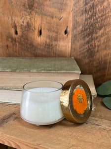 Hand-Poured Pressed Floral Candle Glass Sunlit Neroli Small
