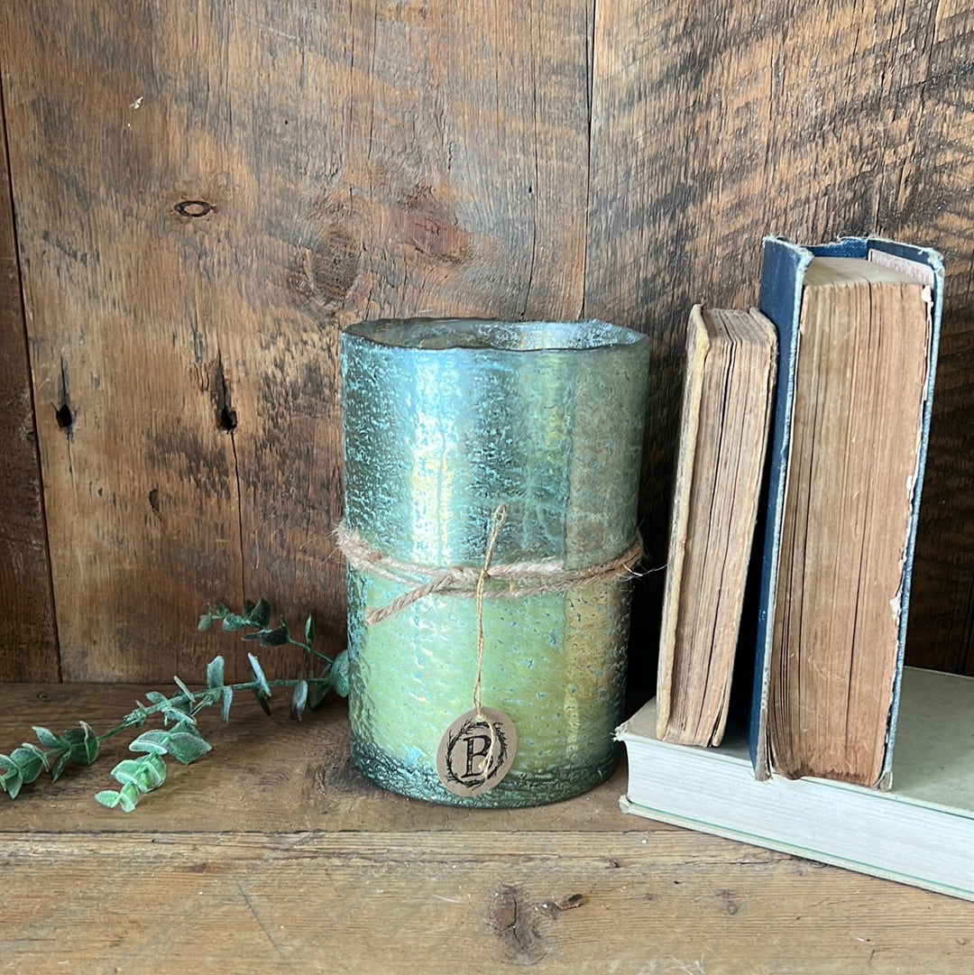 Orange Grove Large Hurricane Candle in Seaglass