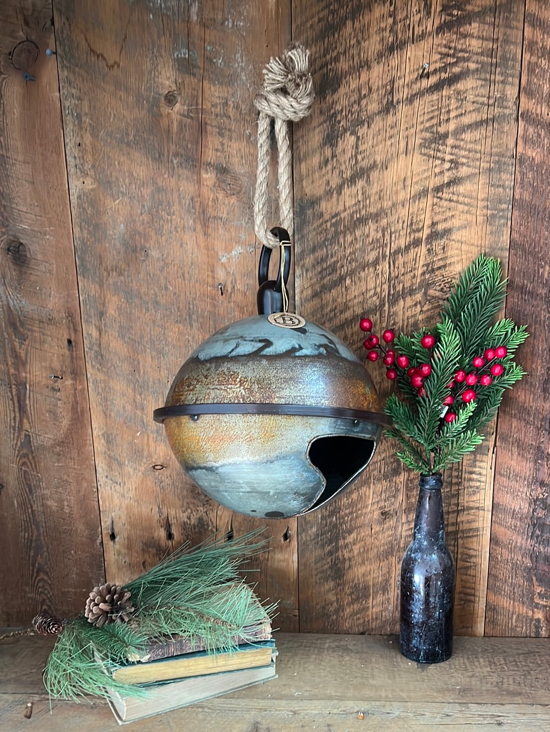 Aged Metal Sleigh Bell Large