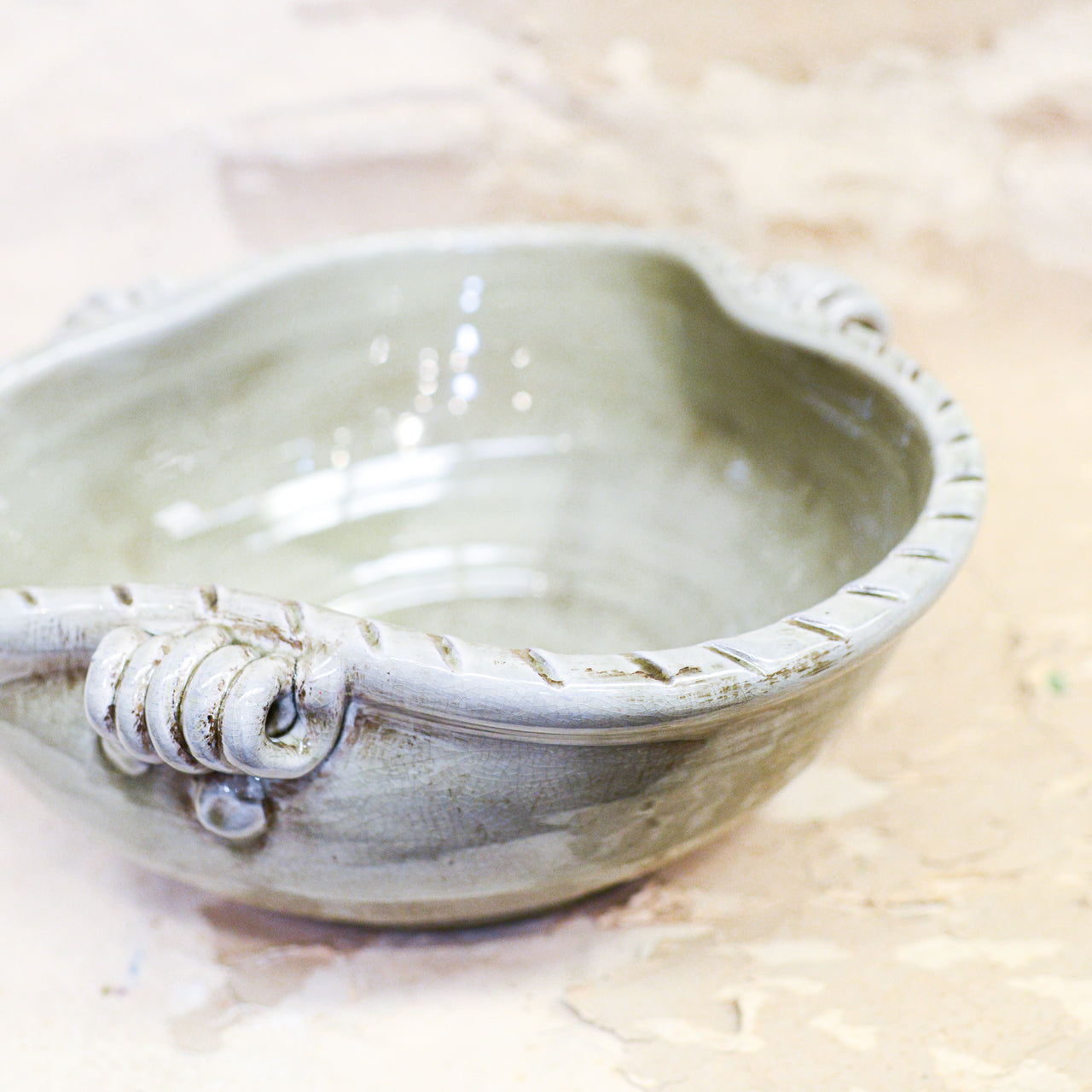 Irregular Round Bowl Sandy Sage