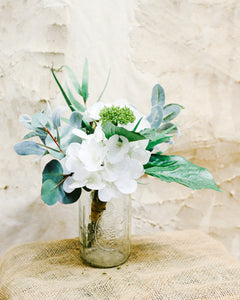 Garden Cut Double White Hydrangea Bouquet Drop In