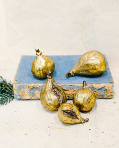 Decorative Antiqued Gold Finish Resin Figs Set of Five