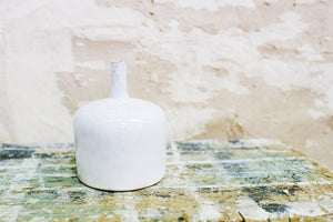 Stoneware Vase White 6" H